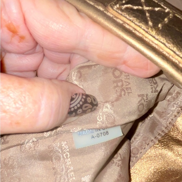 Michael Michael Kors Metallic Bronze Leather Shoulder Bag w/Front Pockets - Picture 6 of 6